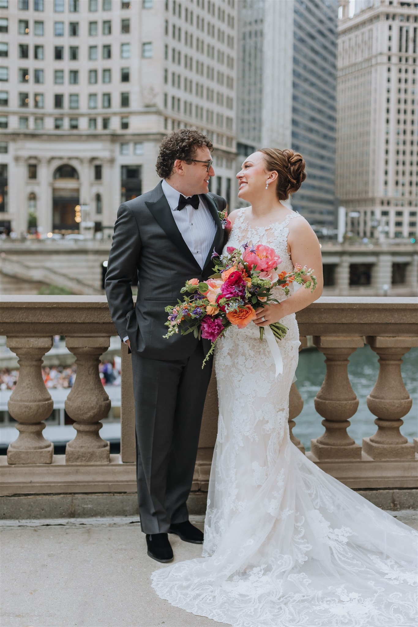 Wedding Portraits At Wrigley Building In Chicago