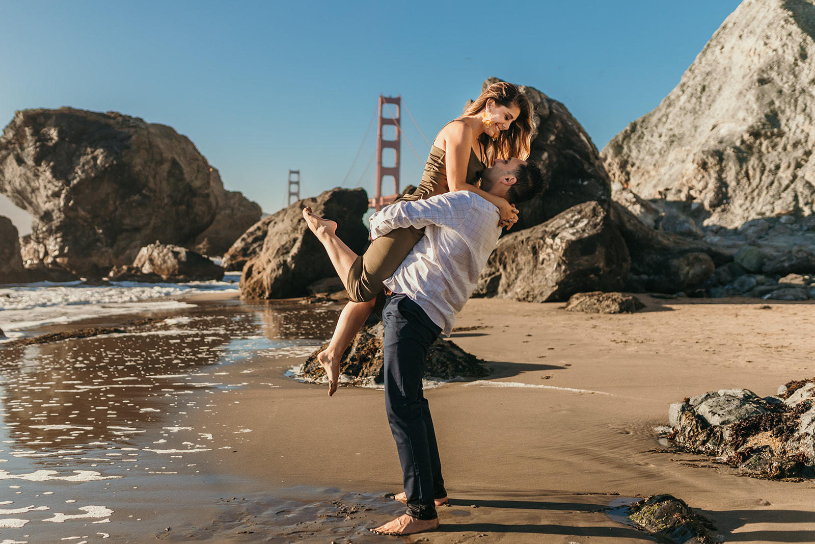 Bay Area engagement photography session at Marshall's Beach in SF