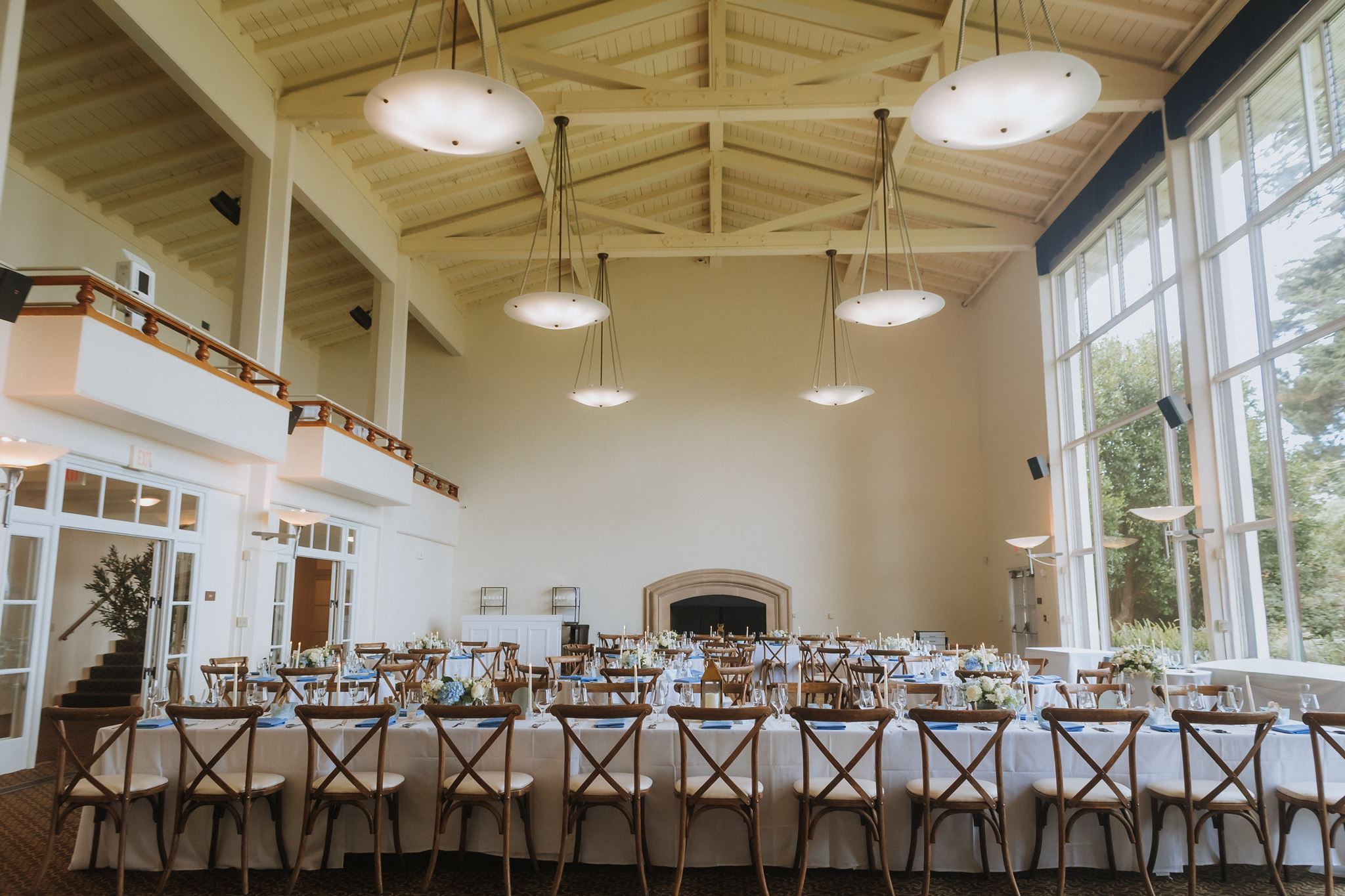 Wedding reception inside the Golden Gate Club in the Presidio