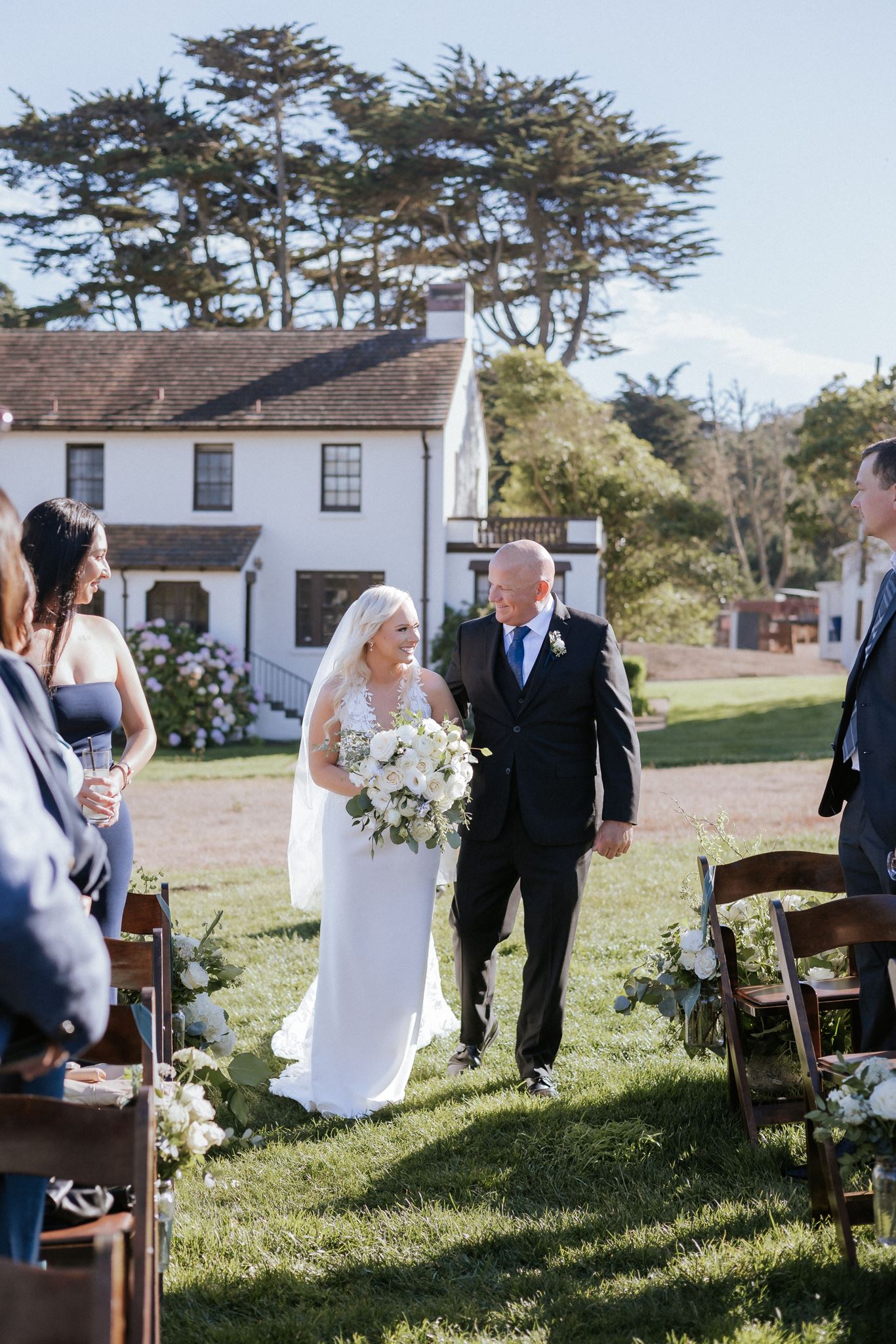 Outdoor wedding ceremony at the Log Cabin in the Presidio in San Francisco
