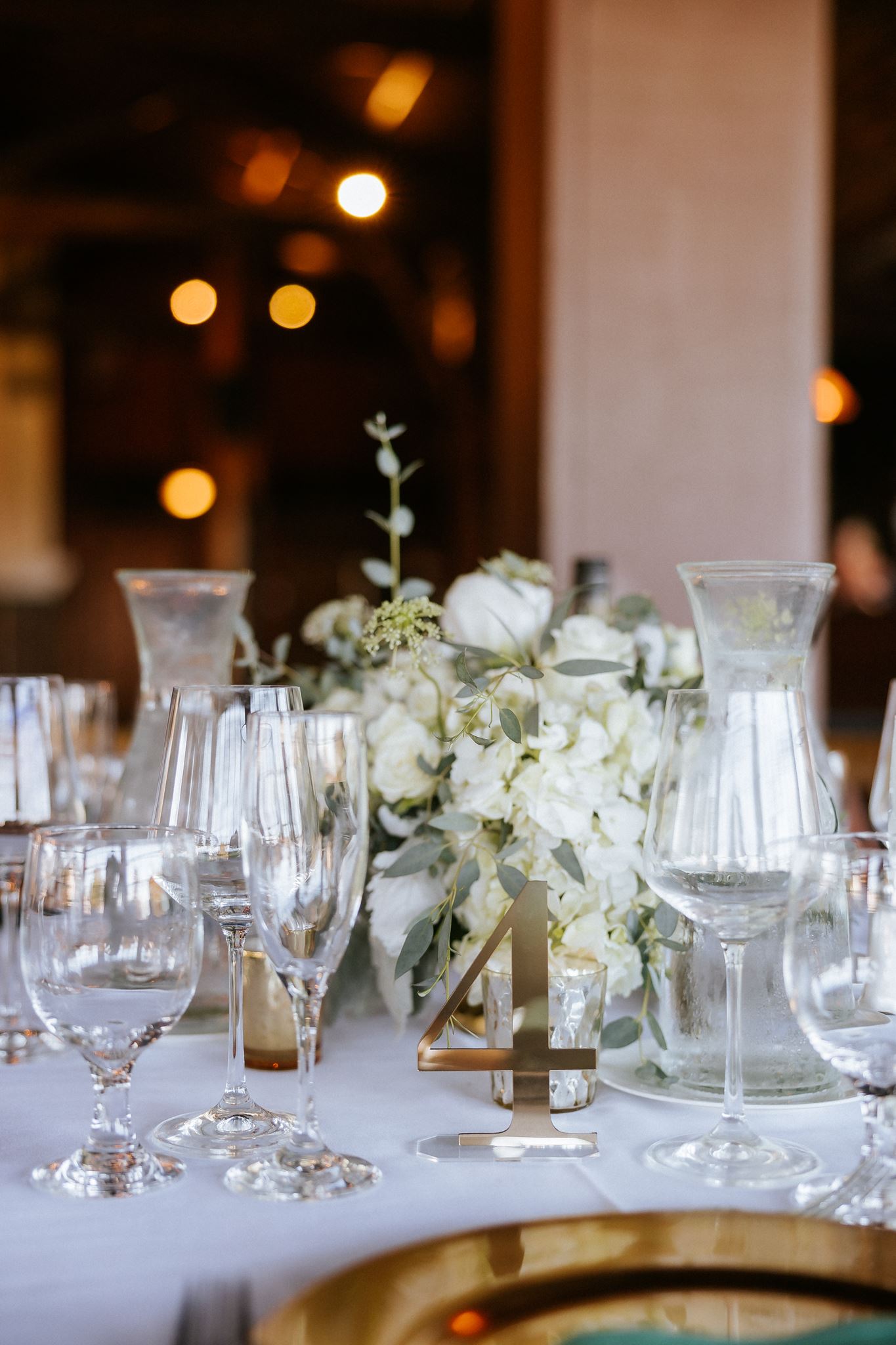 Wedding table setting and floral details at the Log Cabin in San Francisco
