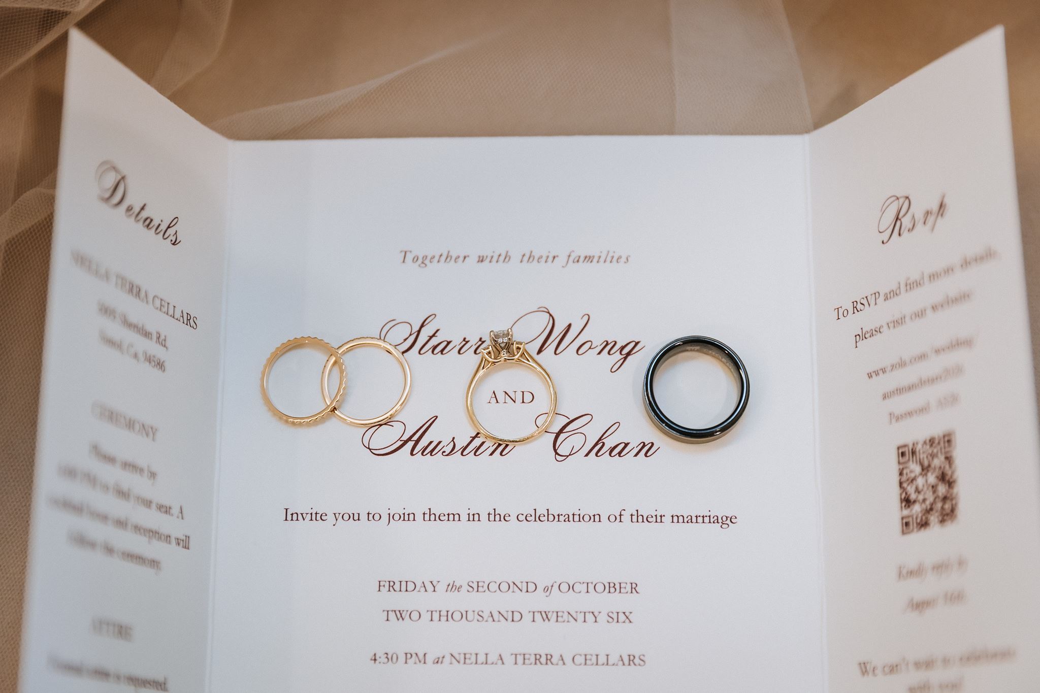 Wedding details arranged before Nella Terra Cellars wedding