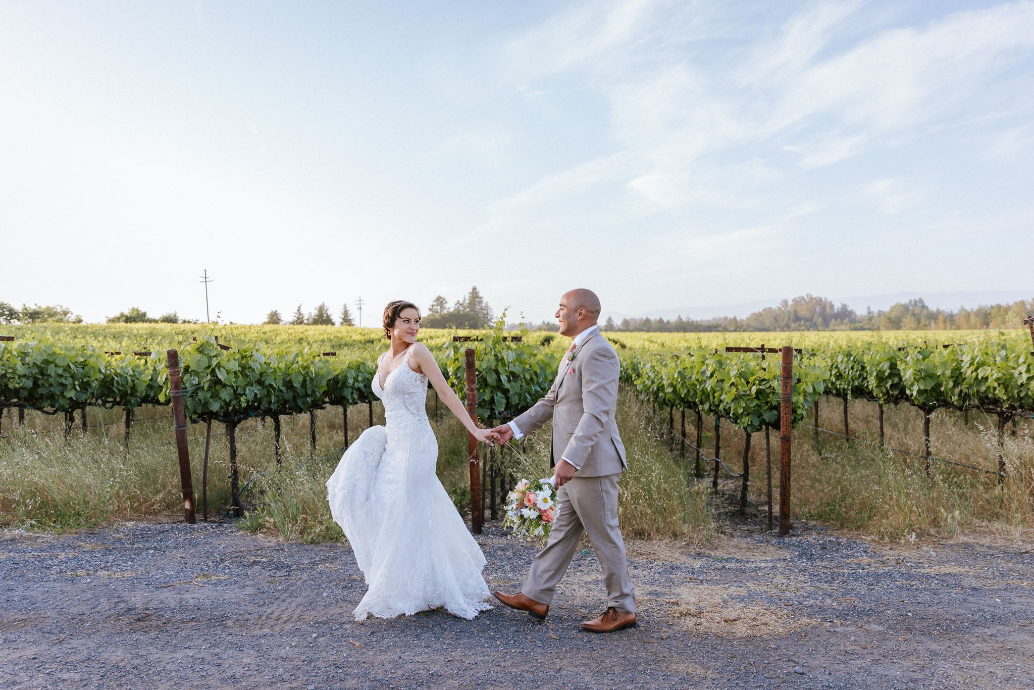 Newlywed portraits among the vineyards at Vine Hill House in Sonoma County